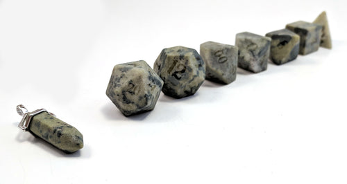 Raised African Jade Semi Precious Stone Dice Set