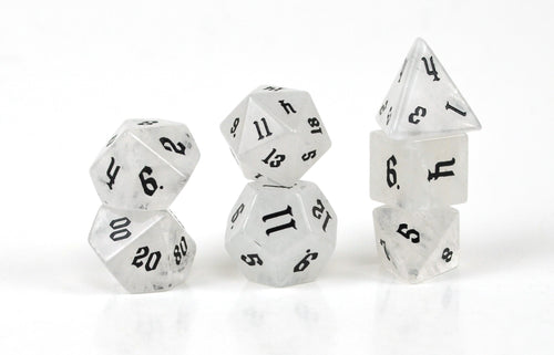 Clear Quartz Semi Precious Stone Dice Set