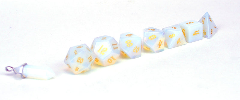 Opalite Semi Precious Stone Dice Set