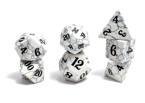 Howlite Hand Carved Semi-Precious Stone Dice Set