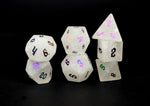 Ionized Clear Quartz Semi Precious Stone Dice Set of 7