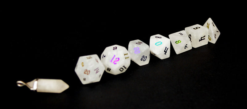 Ionized Clear Quartz Semi Precious Stone Dice Set of 7