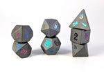 Ionized Titanium Raised Hematite Semi Precious Stone Dice Set