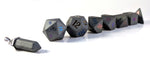 Ionized Titanium Raised Hematite Semi Precious Stone Dice Set