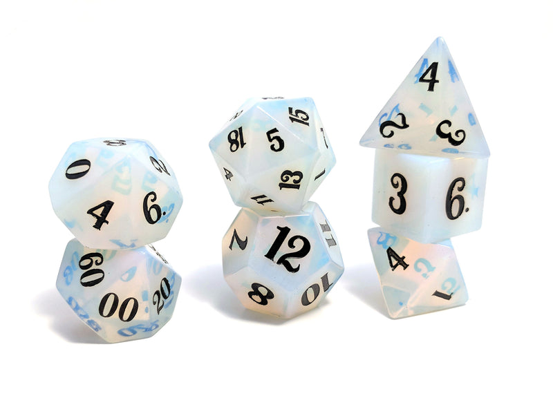 Opalite Hand Carved Semi-Precious Stone Dice Set