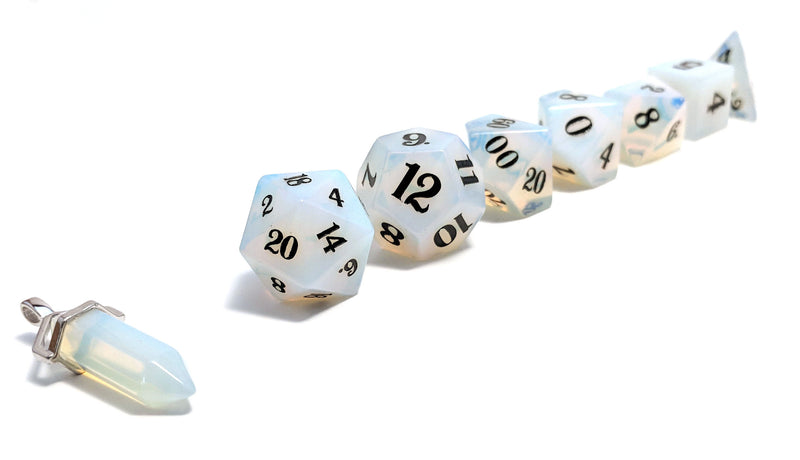 Opalite Hand Carved Semi-Precious Stone Dice Set