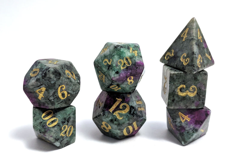 Ruby in Zoicite Semi Precious Stone Dice Set