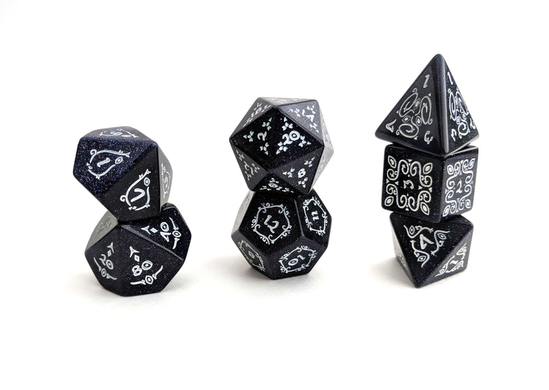 Sylvan Blue Sandstone Stone Glyphic Dice Set