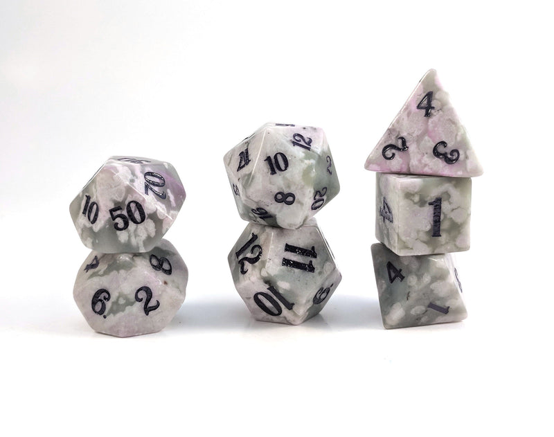 White Lavender Jade Semi Precious Stone Dice Set