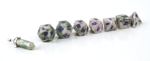 White Lavender Jade Semi Precious Stone Dice Set