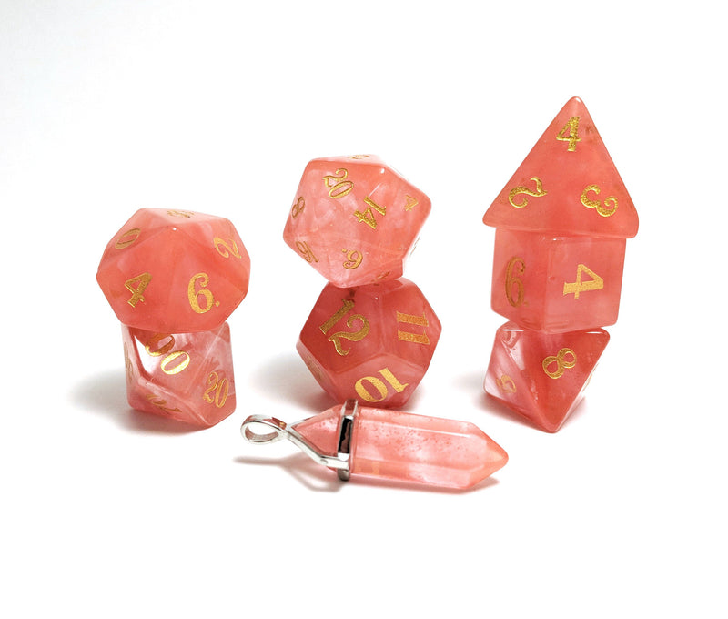 Watermelon Tourmaline Semi Precious Stone Dice Set